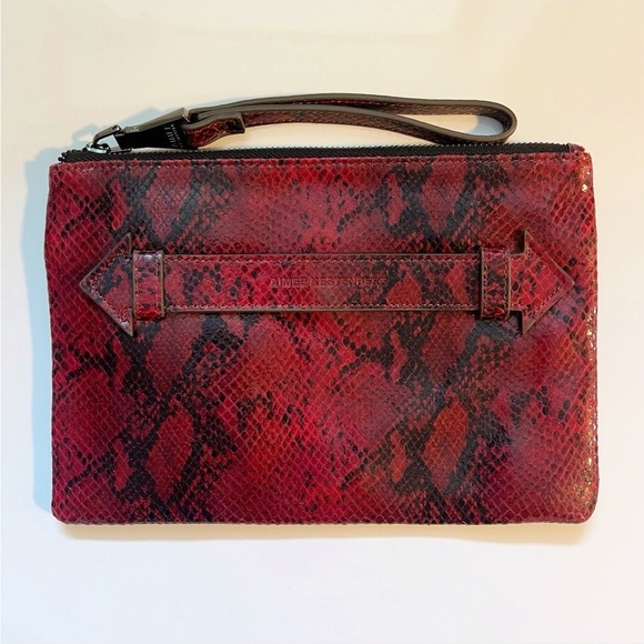 AIMEE KESTEBERG Melville Ruby Red Snakeskin Leather Clutch / Wristlet - Picture 16 of 16